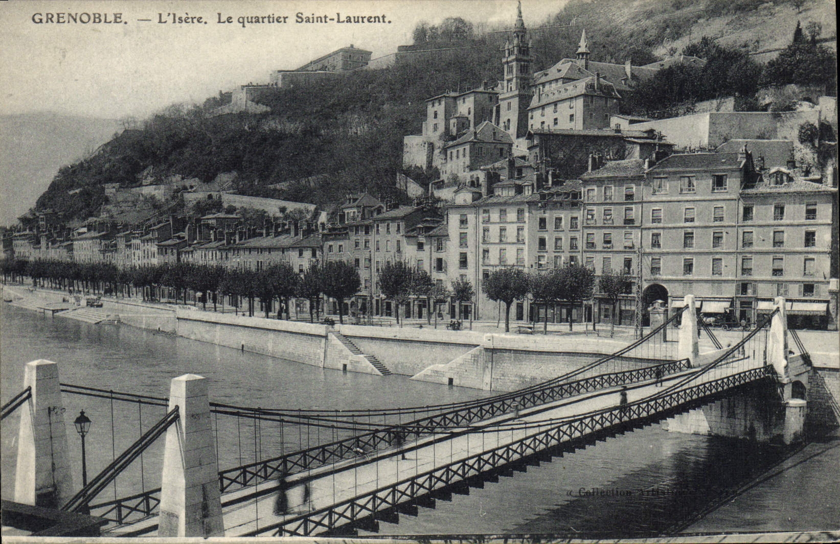 Vintage Postcard Grenoble Bridge Isere the St Laurent district