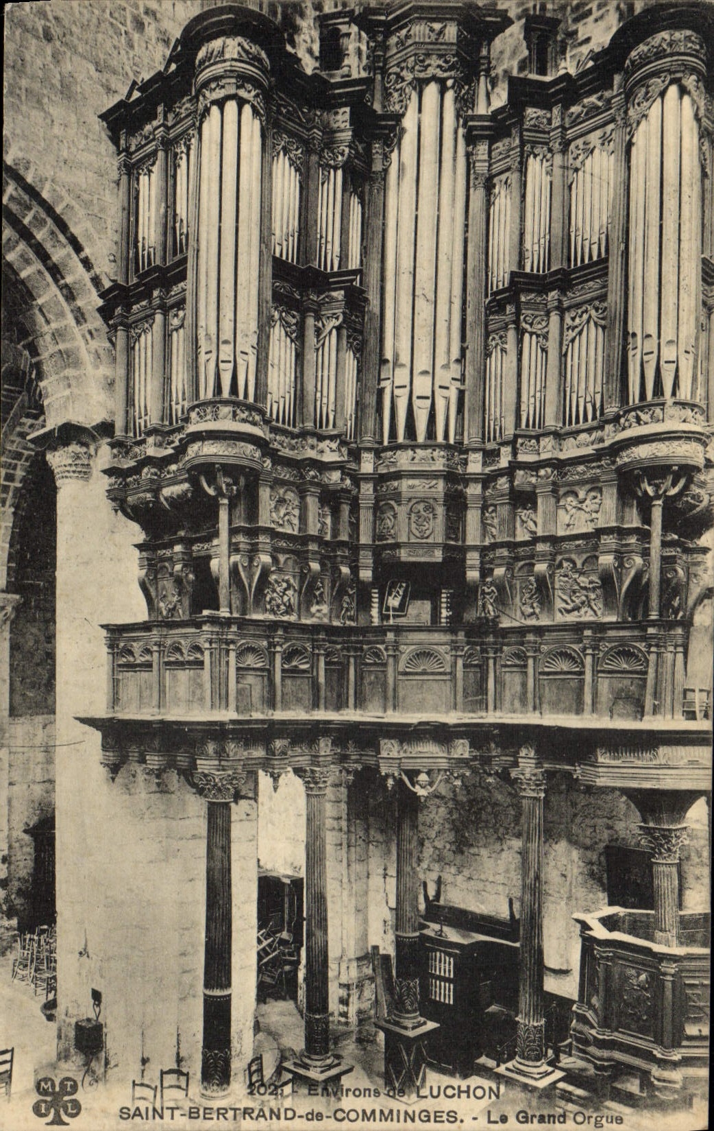 Postal Órgano San Beltrán de Comminges el gran órgano Alrededores de Luchon