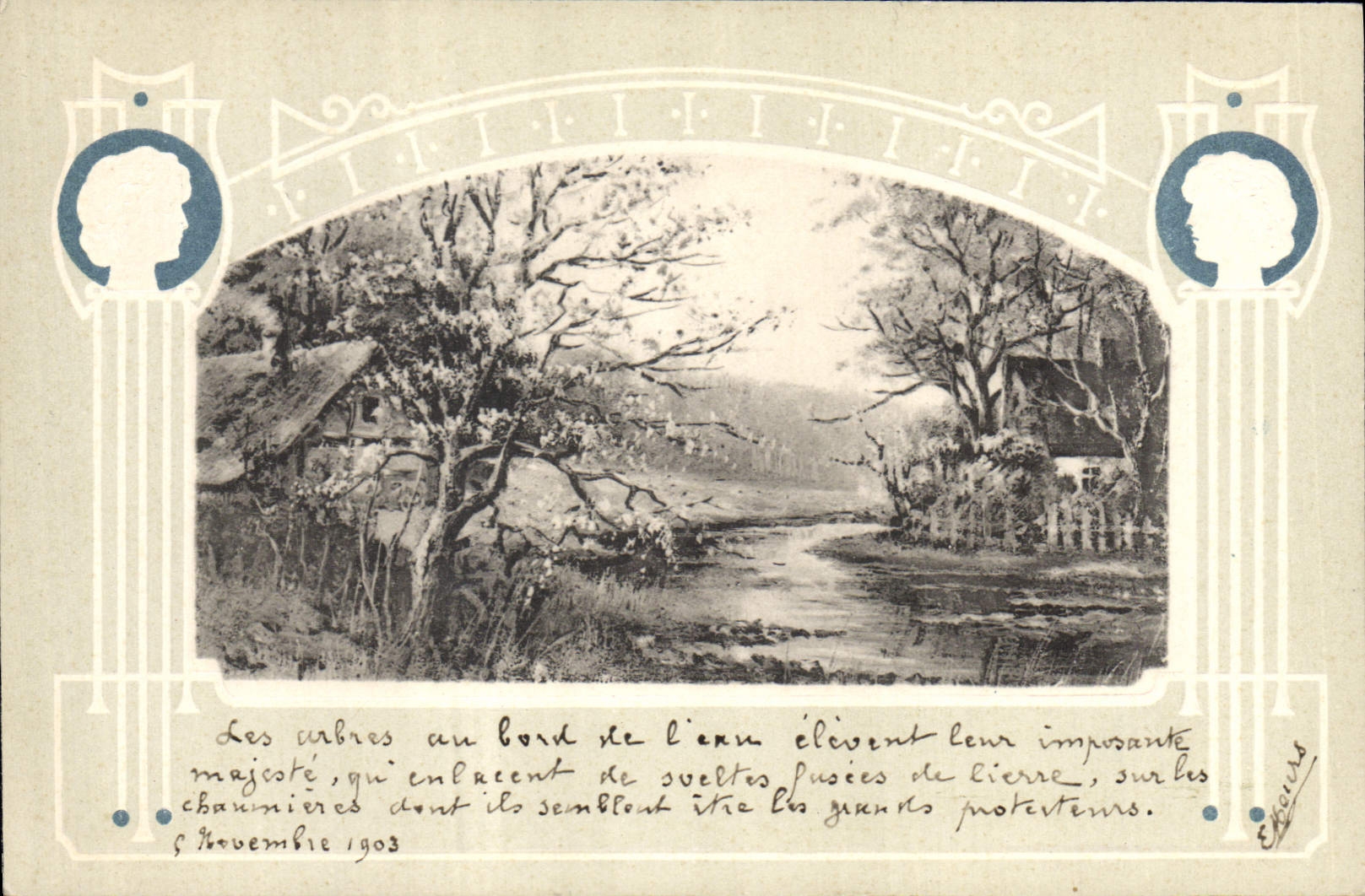 Vintage Postcard Fantasy Landscape Women