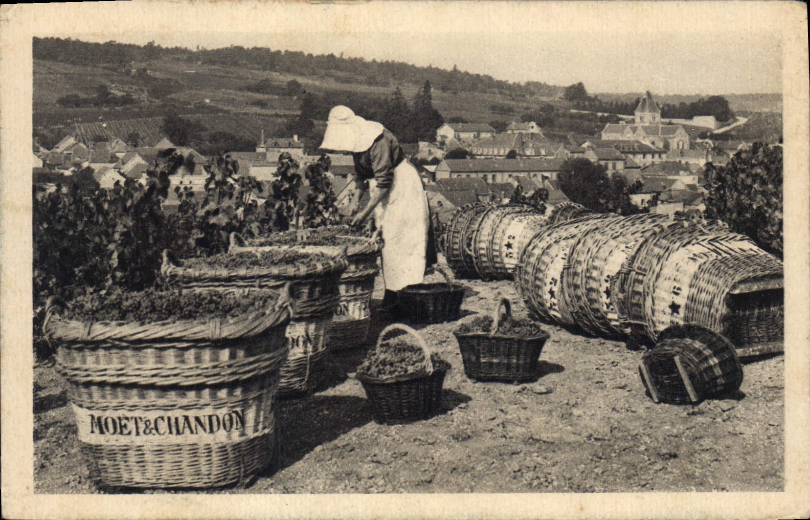 CPA Folklore Vin Vendange Champagne Moet & Chandon Scene de vendange a le Mesnil sur Oger