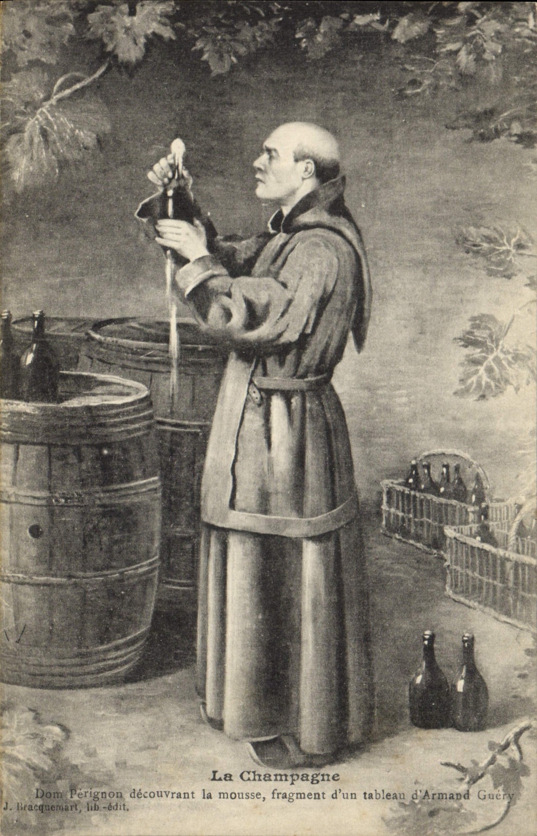 CPA Folklore Vin Vendange Champagne Dom Perignon decouvrant la mousse