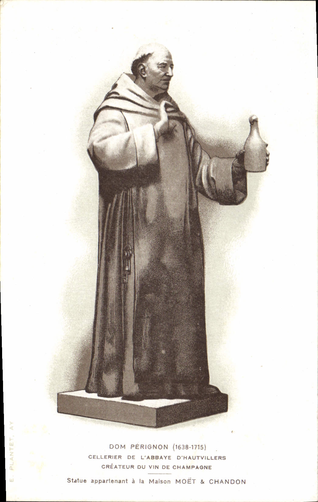 Vintage Postcard Folklore Wine Vintage Champagne Dom Perignon Cellerier of the abbey of Creative Hautvillers of the Moet & Chandon wine from champagne