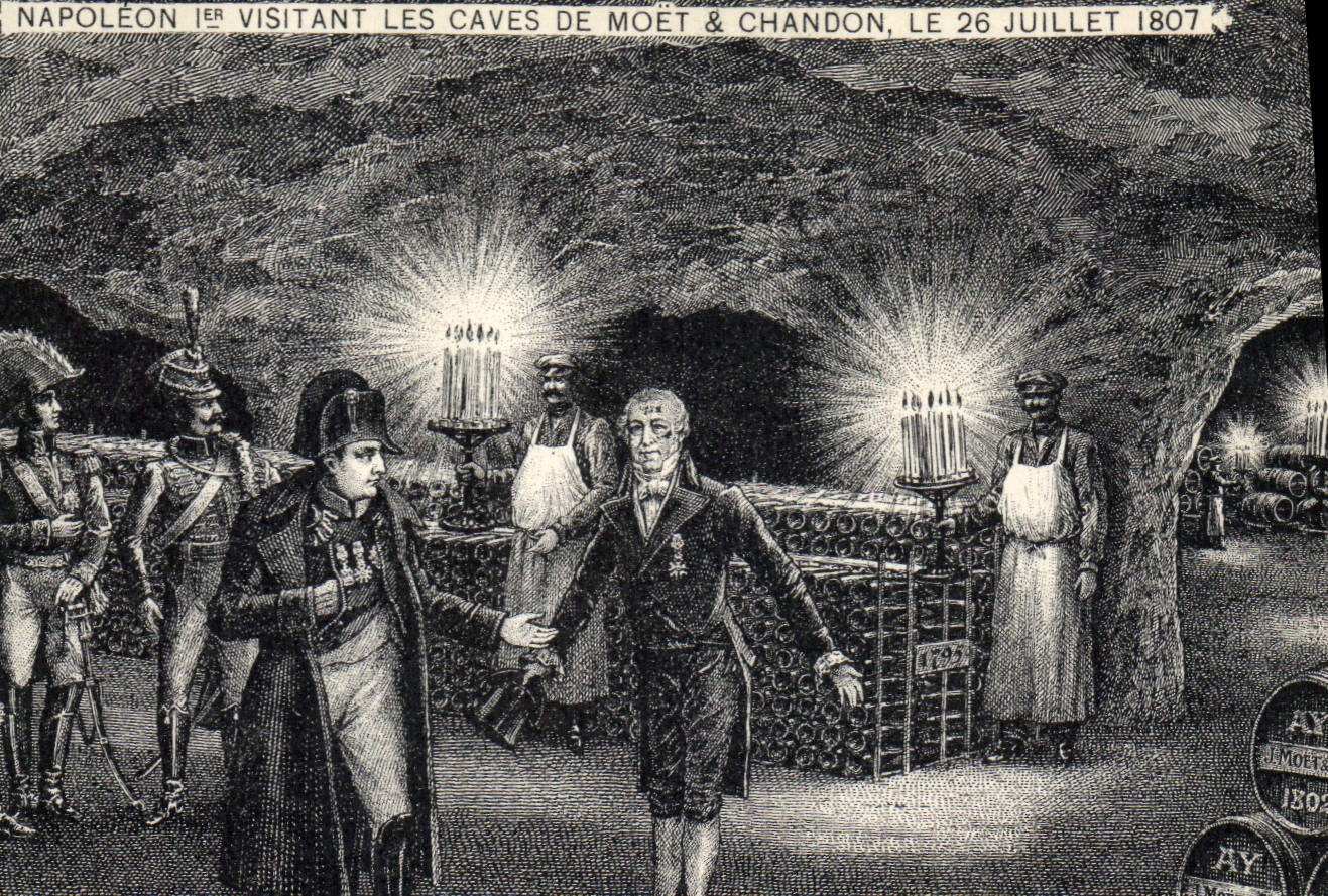 CPA Folklore Vin Vendange Champagne Napoleon 1er visitant les caves de Moet & Chandon 