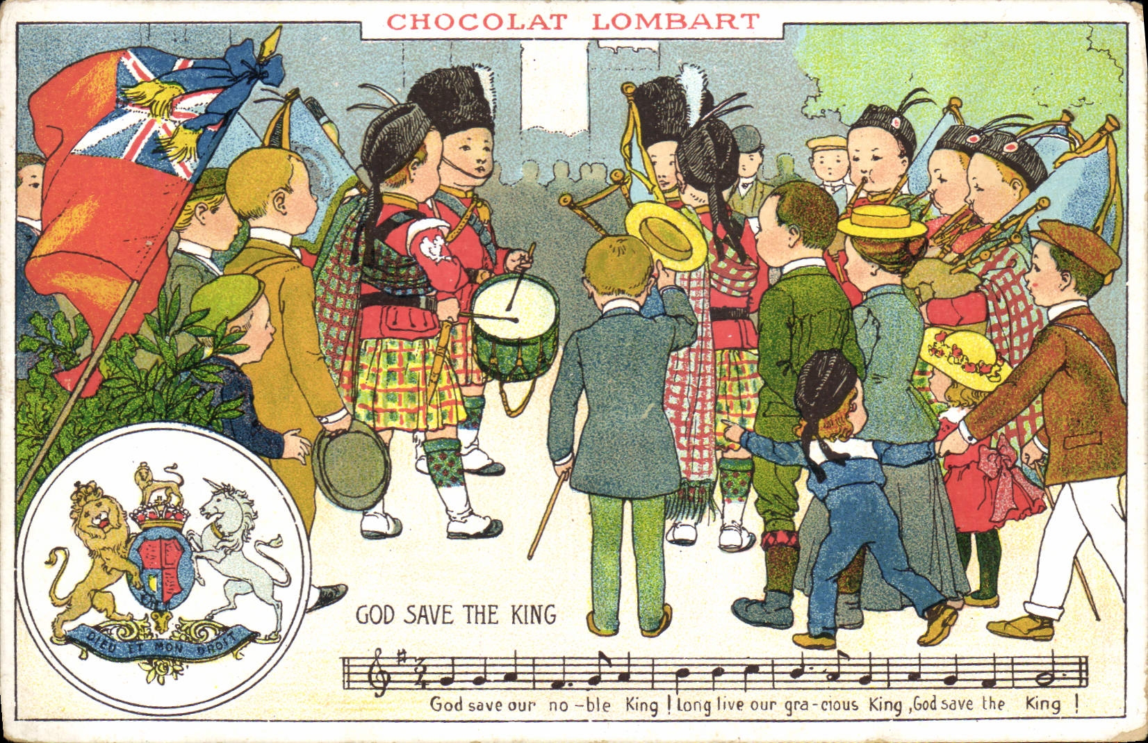 CPA Publicite Chocolat Lombart God save the King Militaria