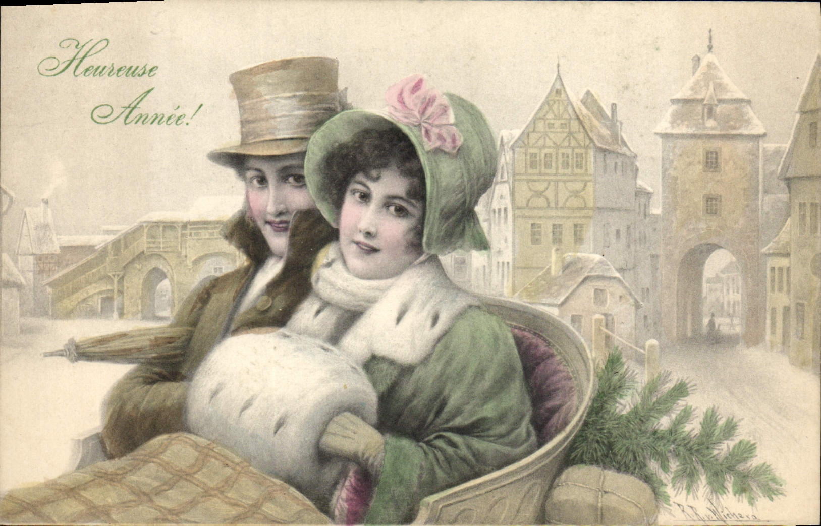 Vintage Postcard Illustrator Fantasy Woman