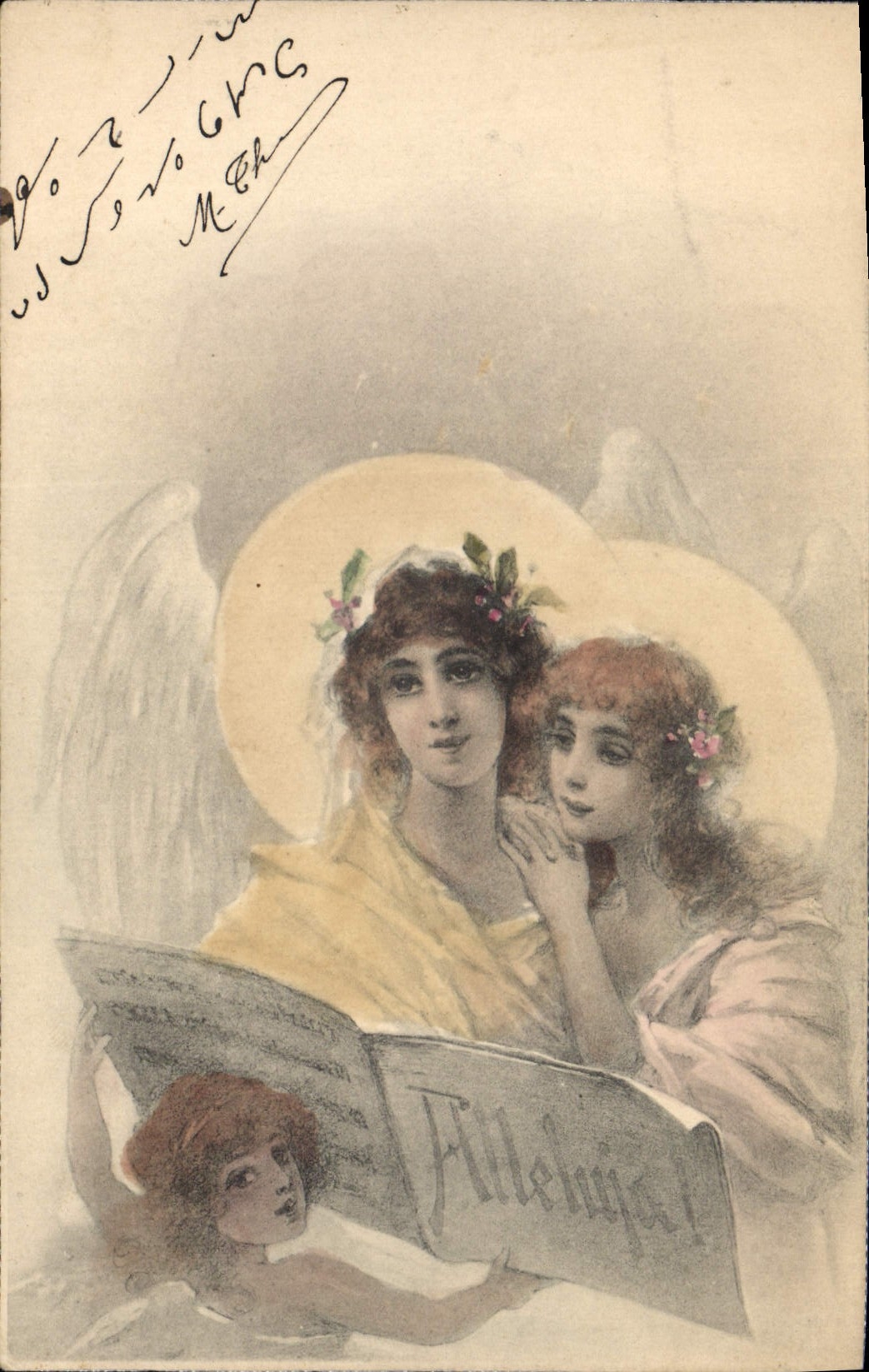 Vintage Postcard Illustrator Fantasy Women Angel