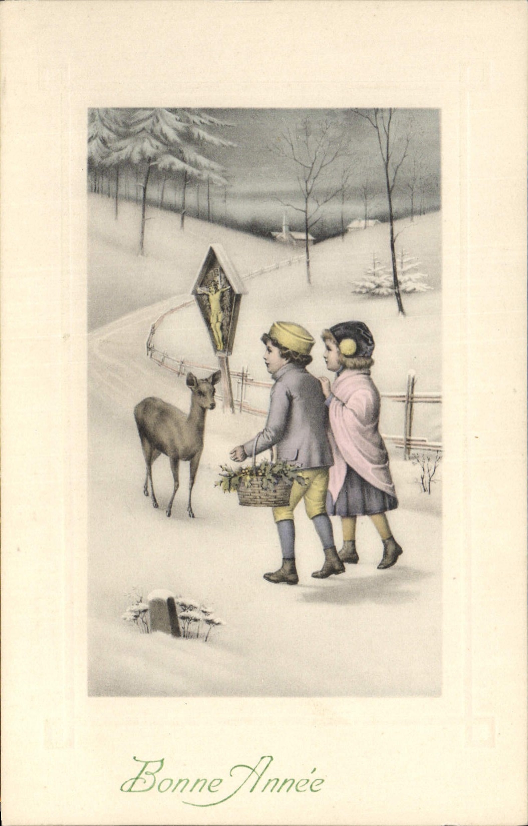 Vintage Postcard Illustrateur Fantasy Children Is tickled pink