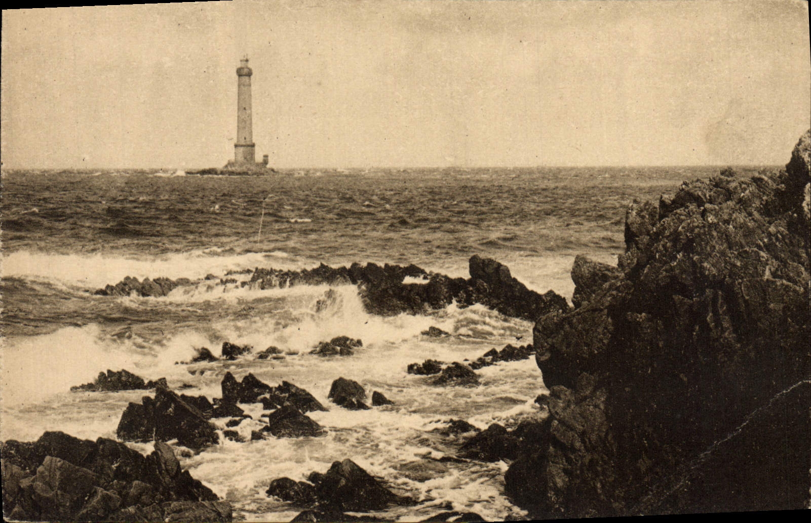 Vintage Postcard Auderville Goury the Headlight of La Hague and the Strong current Blanchard