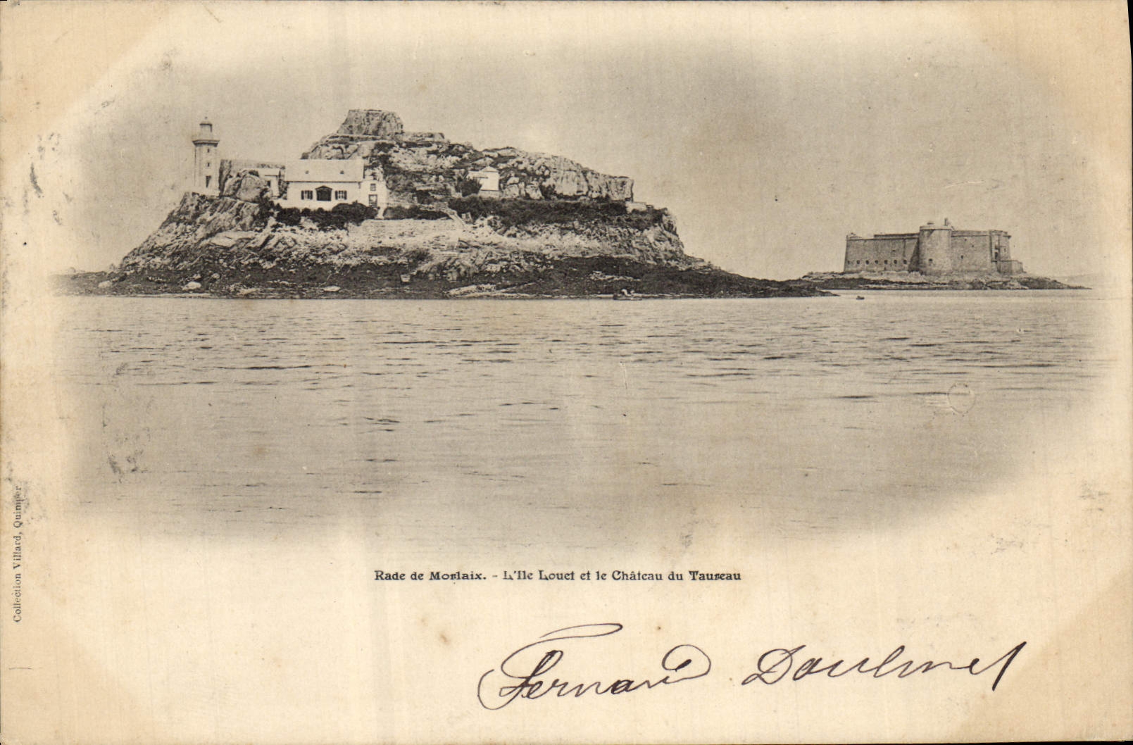 Vintage Postcard Phare Splits of Morlaix the Island Louet and the castle of the Bull