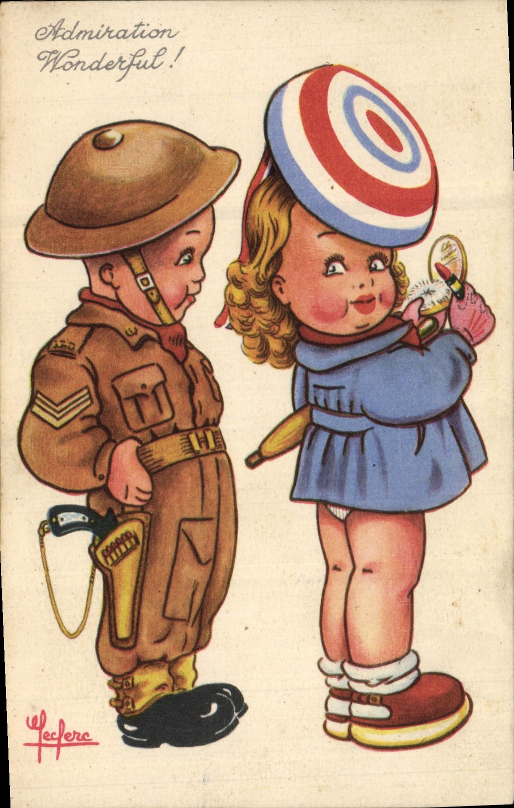 Vintage Postcard Militaria Admiration Wonderful Soldier