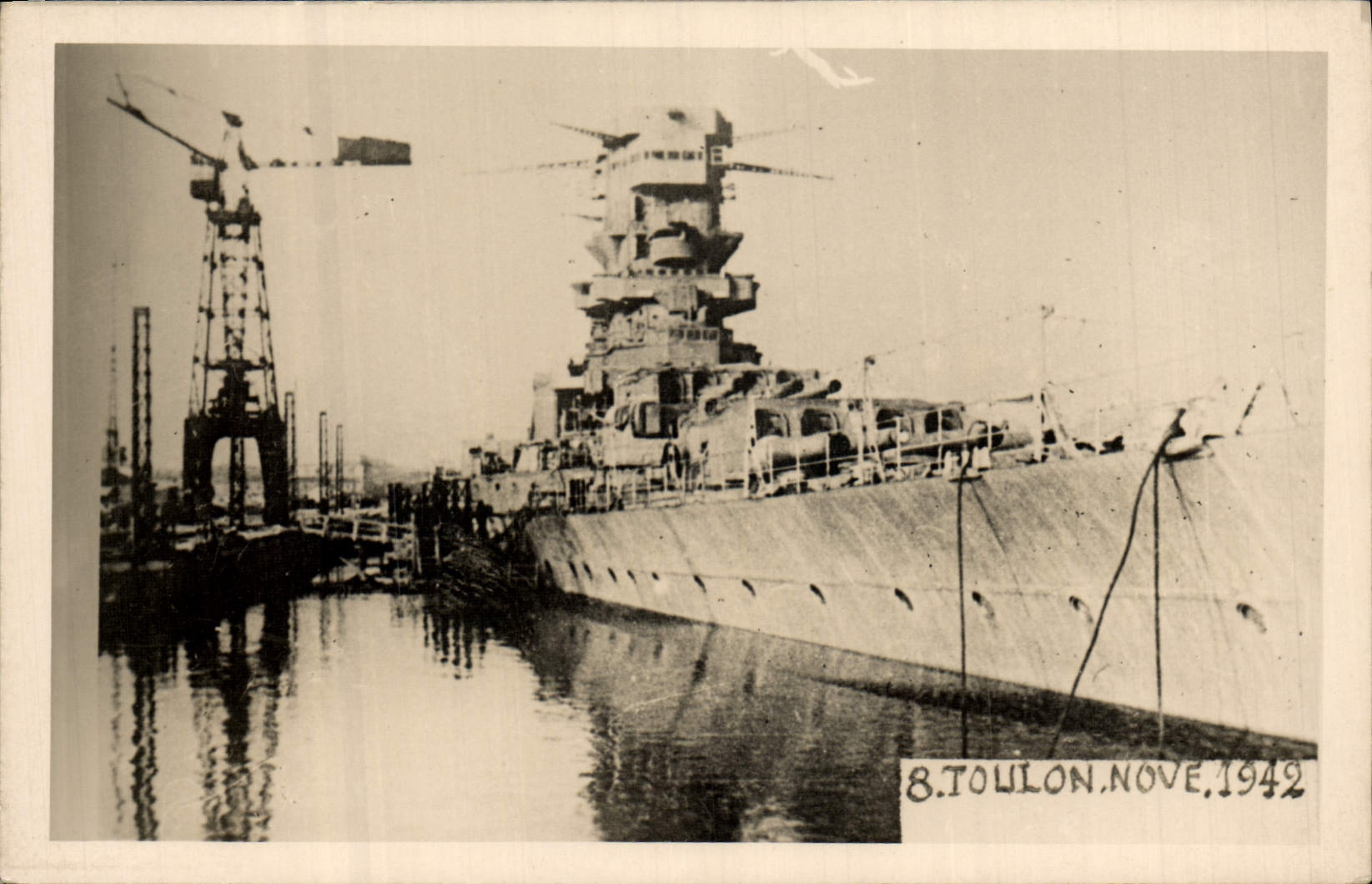 Vintage Postcard Militaria Warship Toulon November 1942