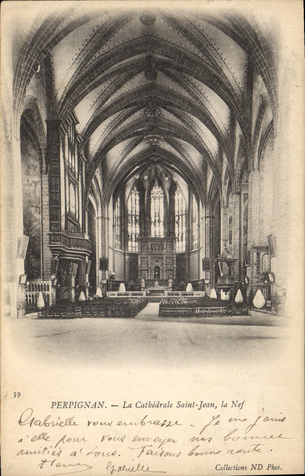 CPA Orgue Perpignan La cathedrale Saint Jean La nef