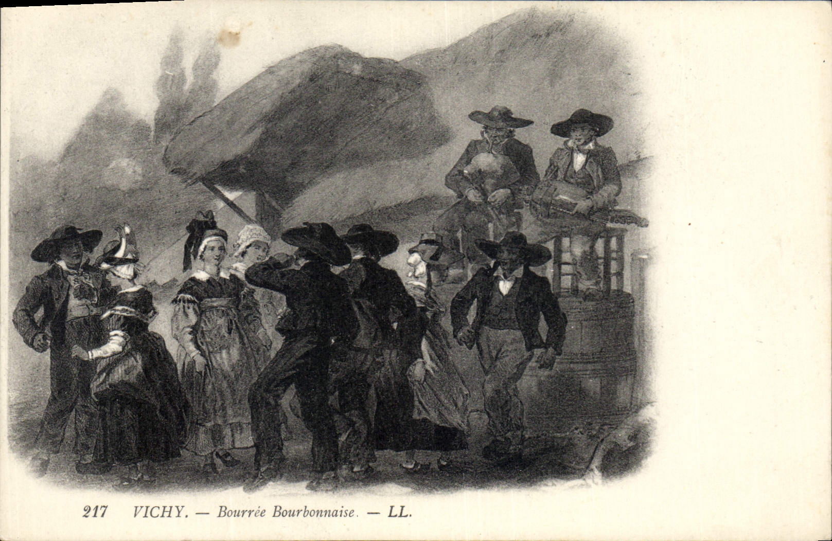 Postal Folclore Auvernia lo Rellenar Vichy