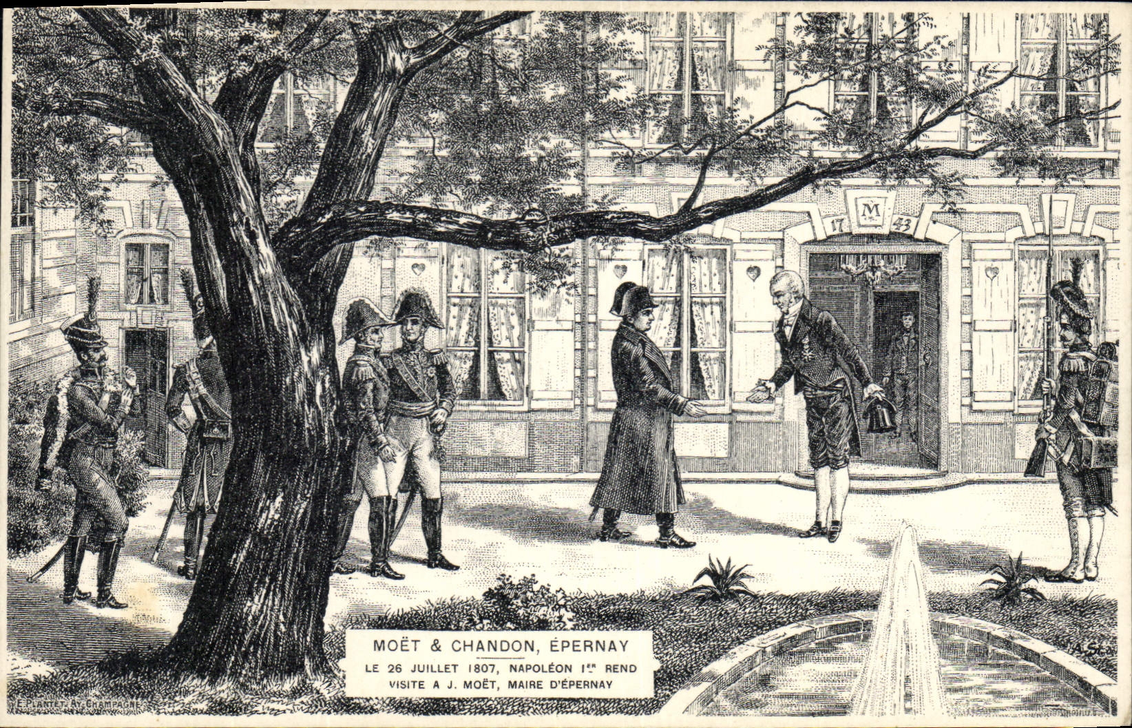 Vintage Postcard Folklore Wine Vineyard Grape harvest Champagne Moet and Chandon Epernay Napoleon 1st visits has J Moet Maire of Epernay