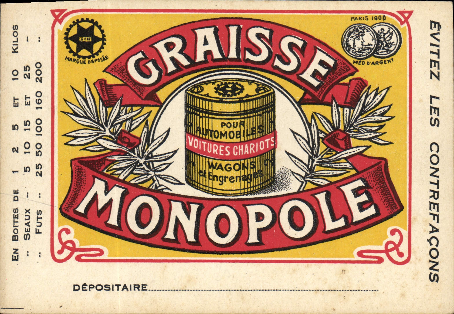 Vintage Postcard Publicite Lubricates Monopoly Cars Cars Carriages