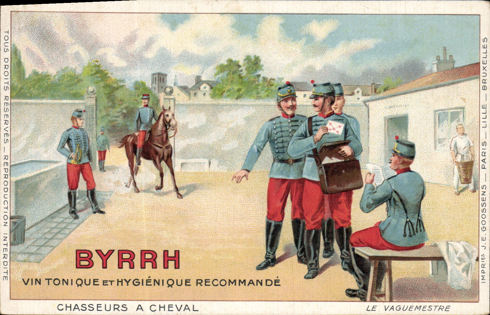 Vintage Postcard Publicite Byrrh Vin tonic Chasseurs has Militaria horse