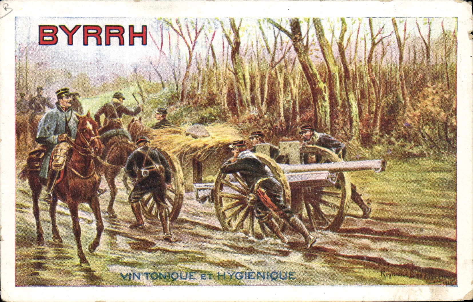 Vintage Postcard Publicity tonic Byrrh Wine Militaria