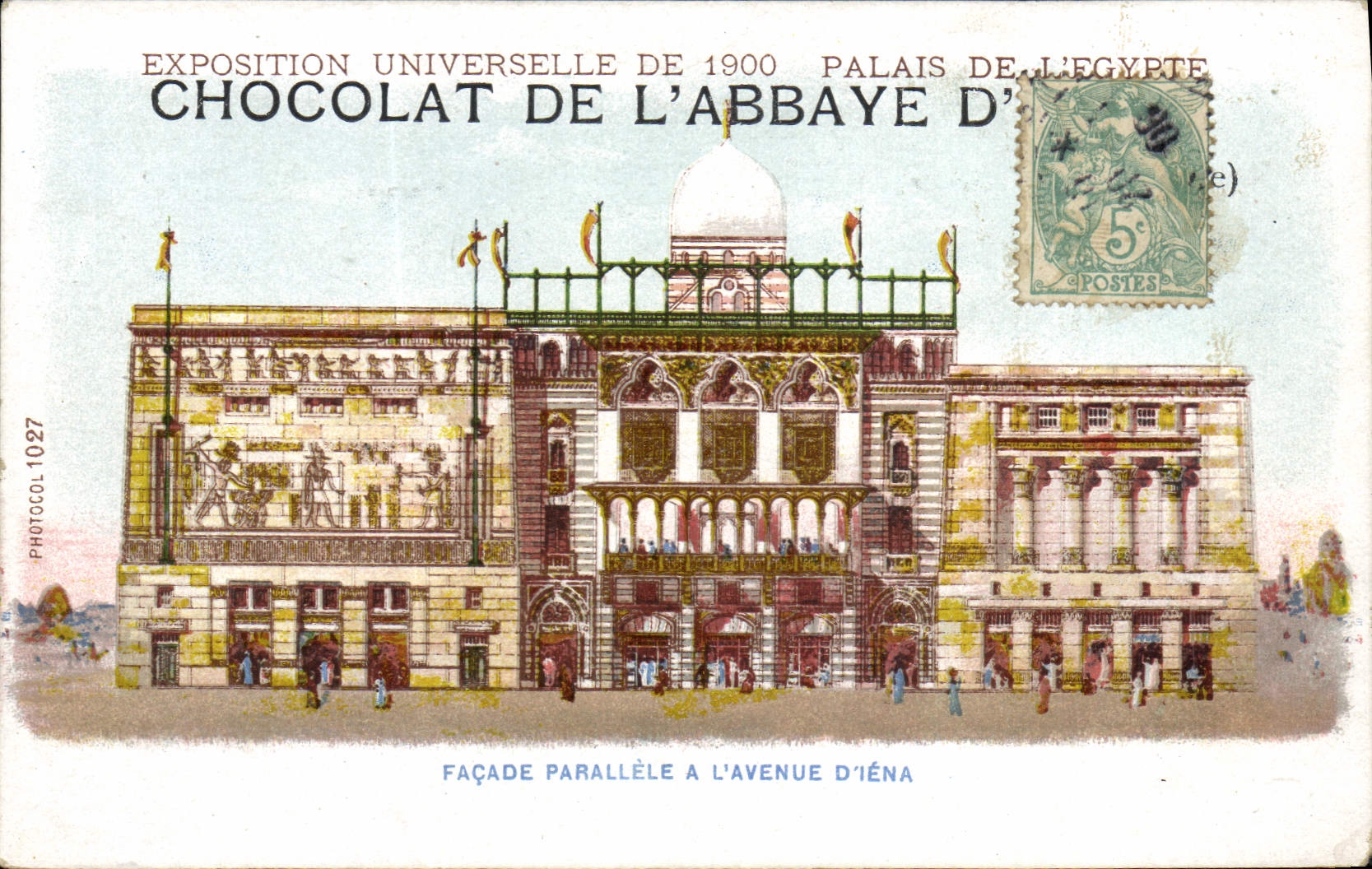 Vintage Postcard Publicite Chocolate of the parallel Frontage Abbey has the avenue of Iena World Fair of 1900 Palates of Egypt Egypt