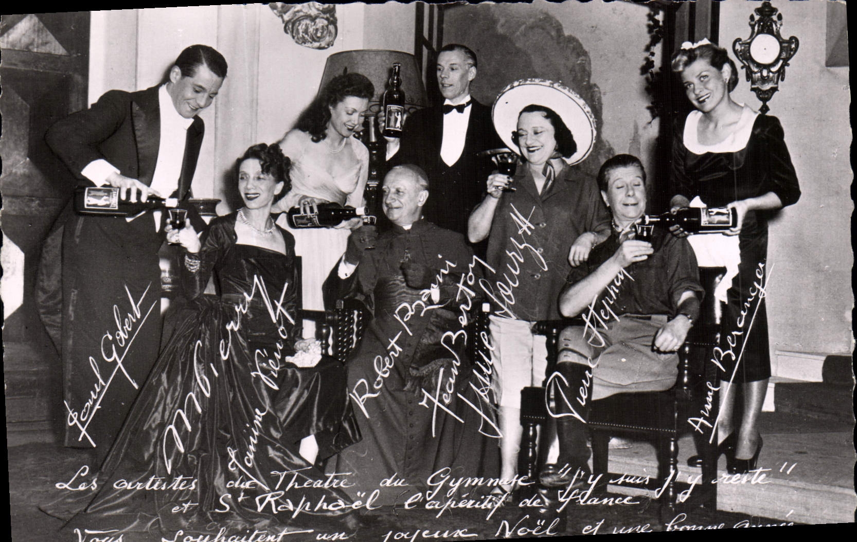 Postal Publicidad los artistas del Teatro del Gimnasio hay hay St Raphael Noel TOP