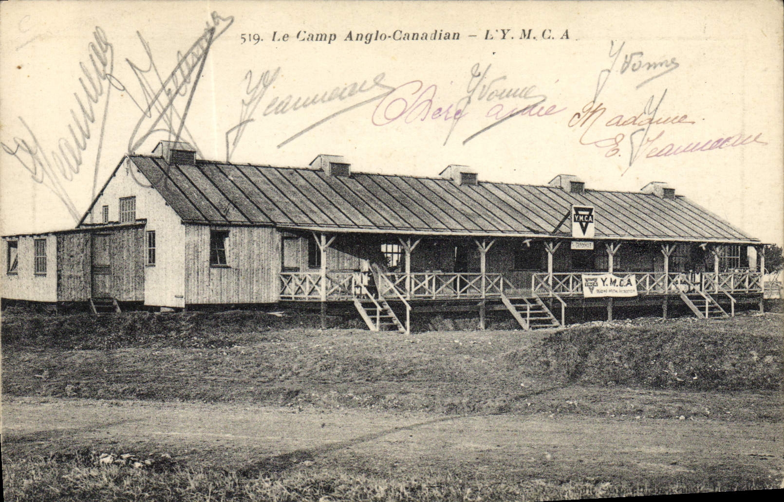 Vintage Postcard Publicite Photographs Deleury Beach Treport the camp Anglo Canadian YMCA