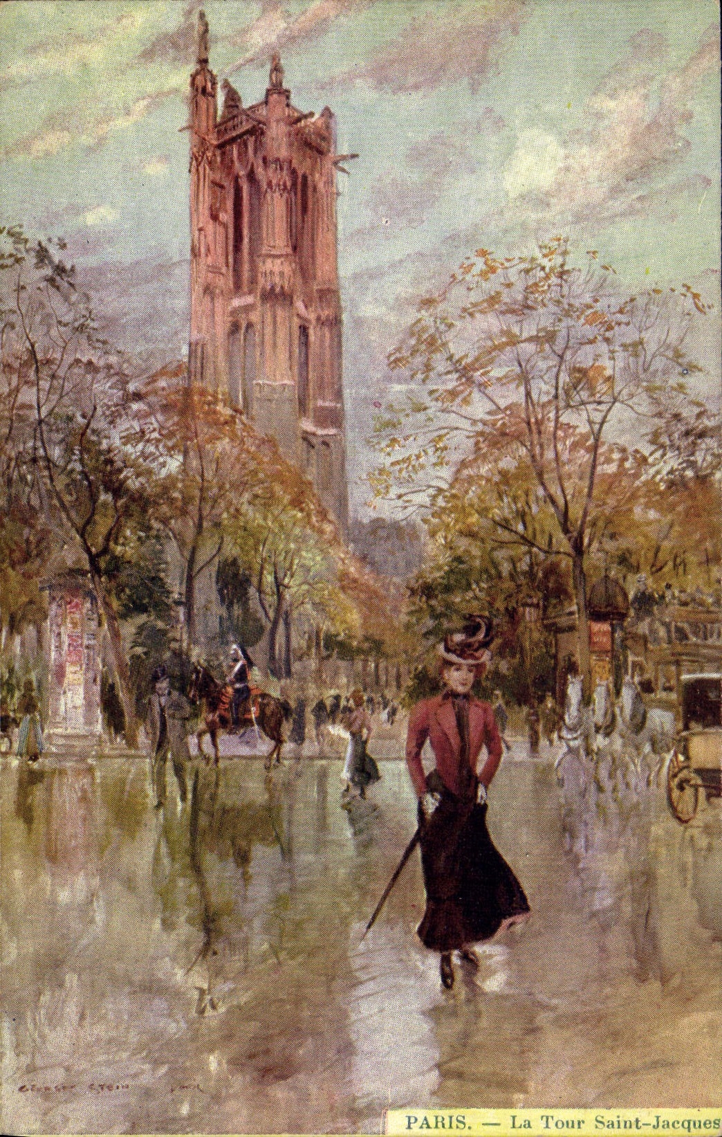 CPA Paris Illustrateur La Tour Saint Jacques