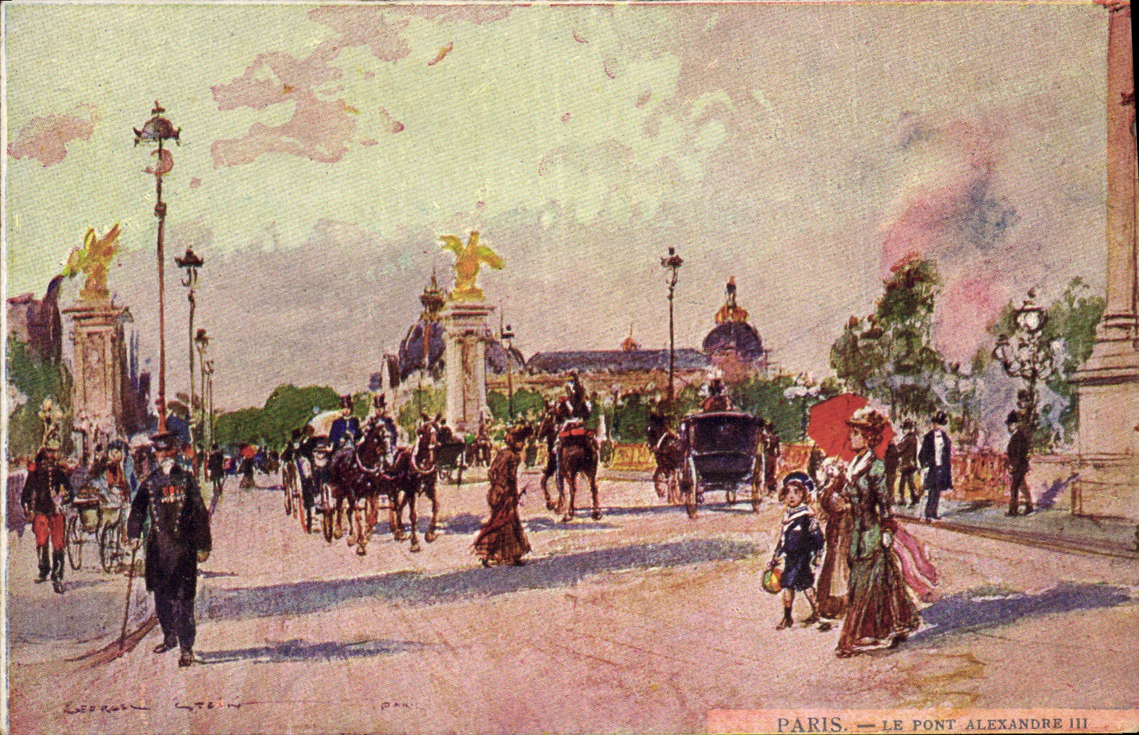 CPA Paris Illustrateur Le pont Alexandre III