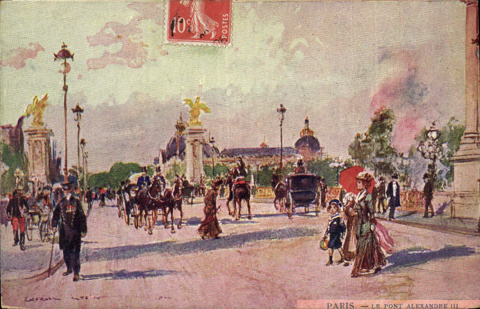 CPA Paris Illustrateur Le pont Alexandre III