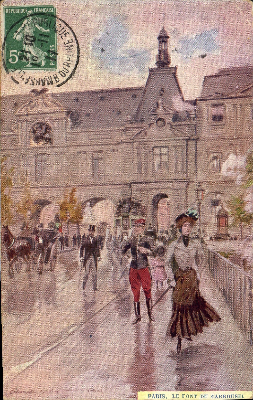 CPA Paris Illustrateur Le Pont du Carrousel 