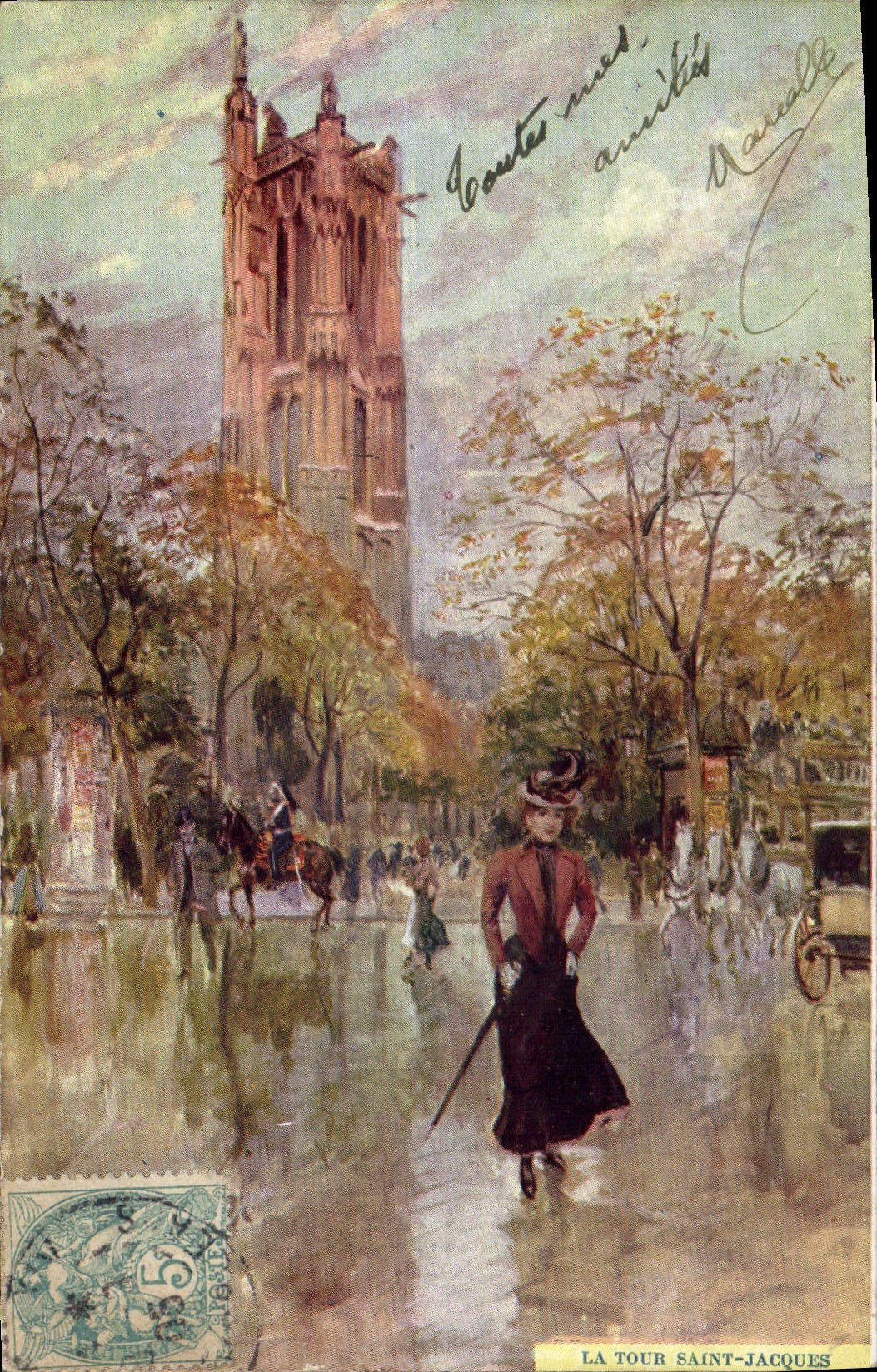 CPA Paris Illustrateur La Tour Saint Jacques