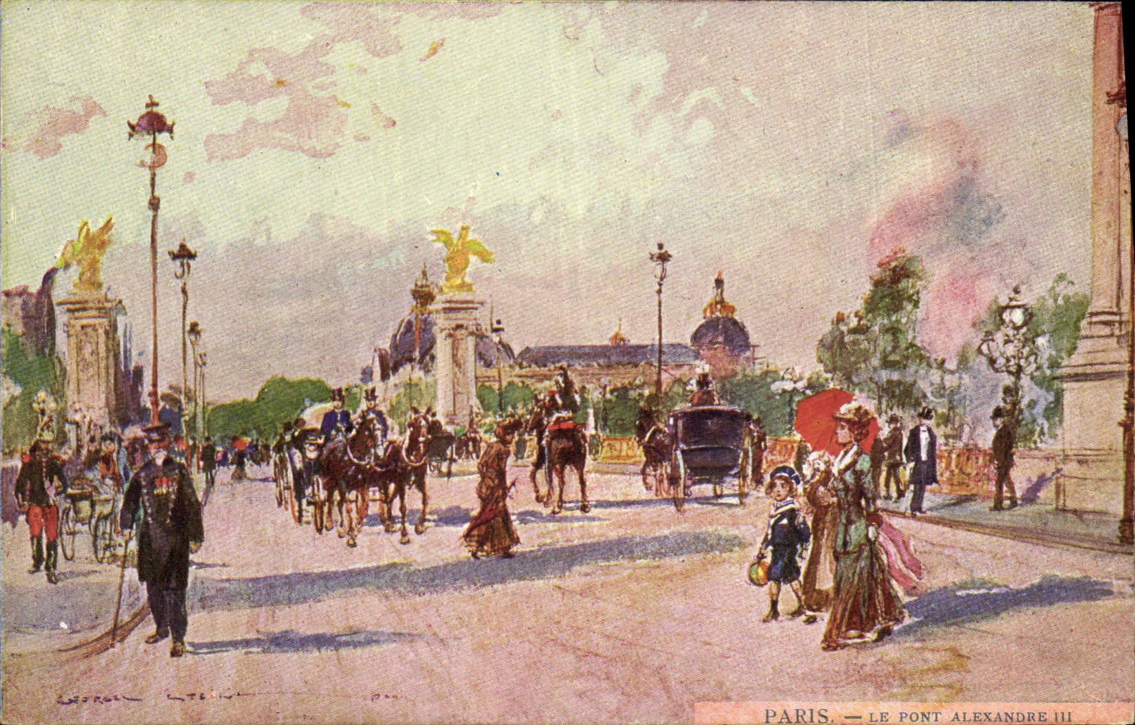 CPA Paris Illustrateur Le pont Alexandre III 