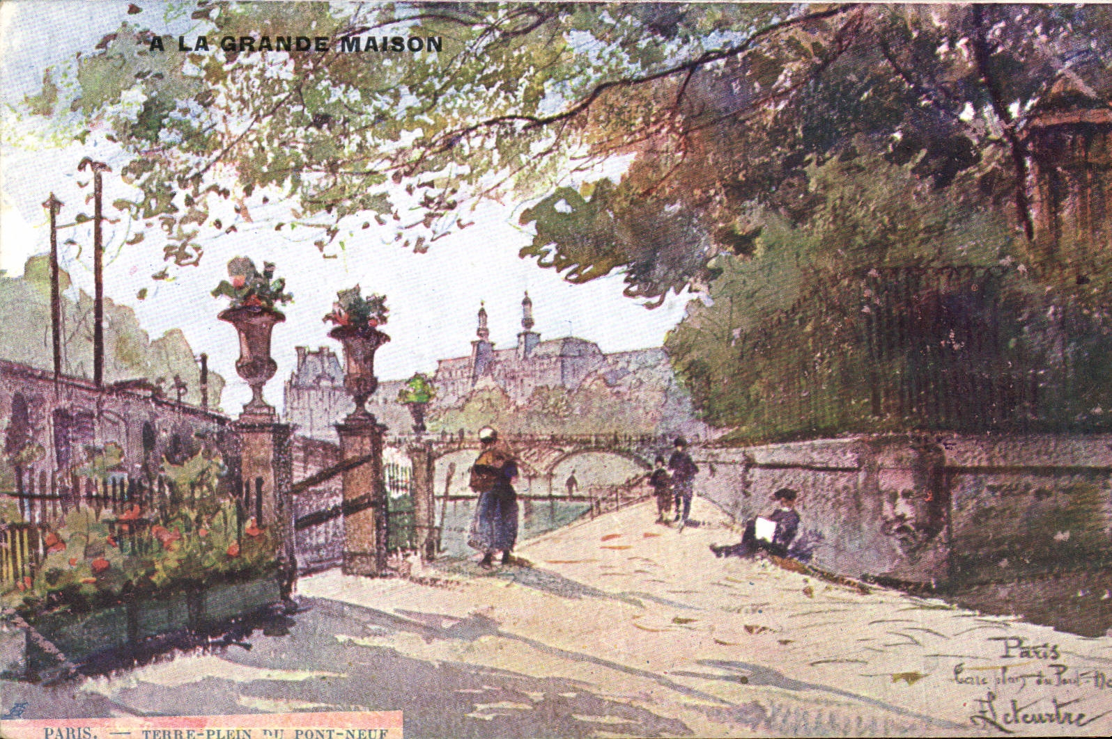 CPA Paris Illustrateur Terre Plein du Pont Neuf