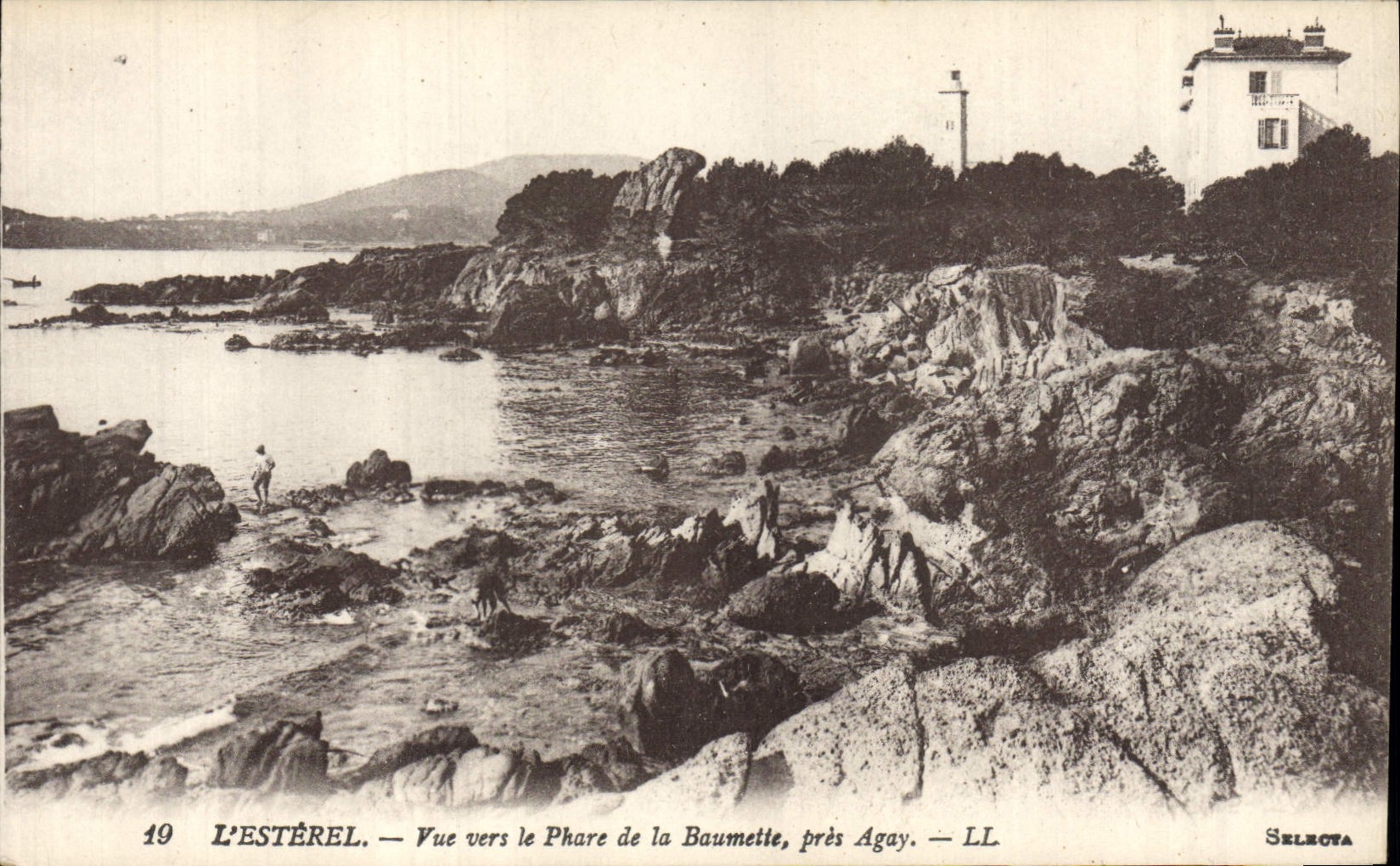Vintage Postcard Headlight Esterel Seen towards the headlight of Baumette close Agay
