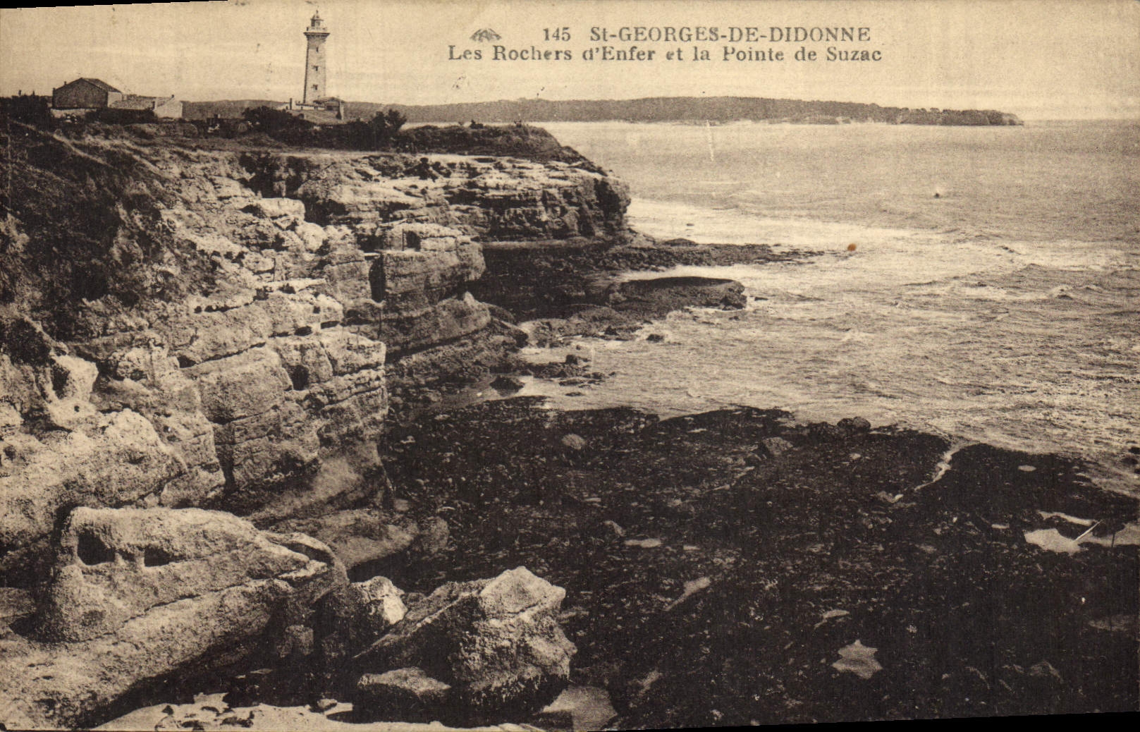 Vintage Postcard Headlight St Georges de Didonne rocks of hell and the point of Suzac