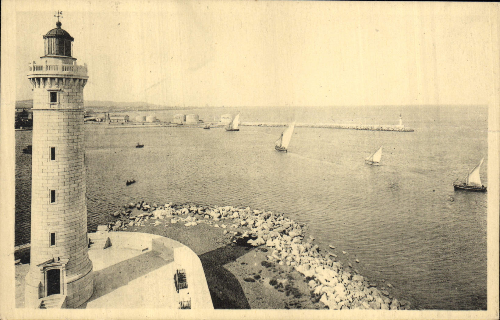 Vintage Postcard Headlight of Saint Louis and the pier Frontignan Sete