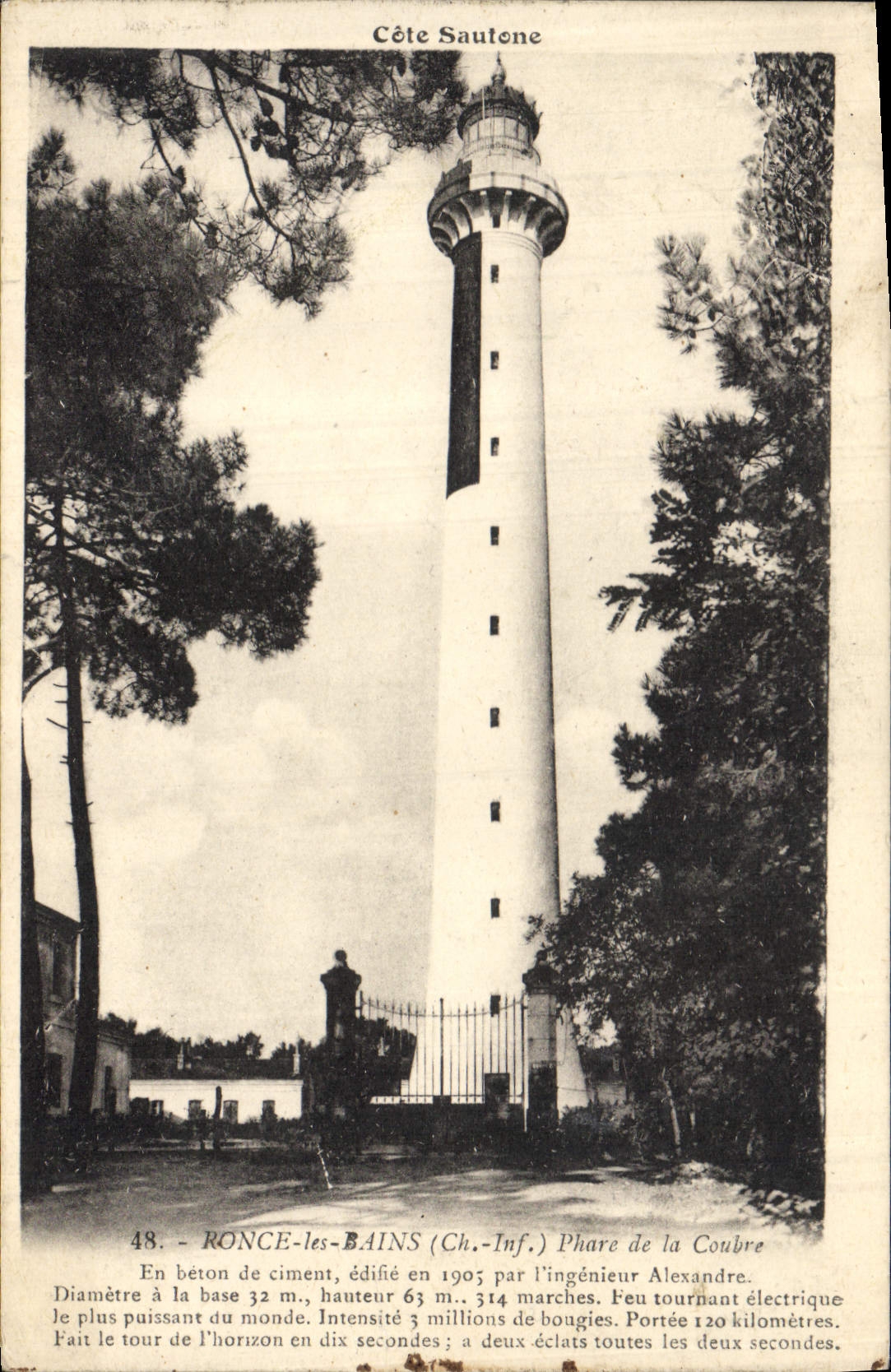 Vintage Postcard Headlight of Coubre Bramble Baths