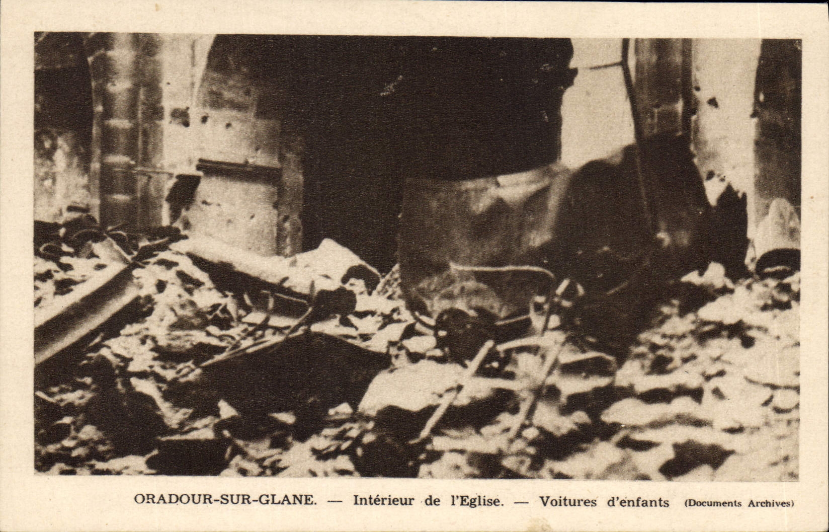 Modern Postcard Militaria Oradour on Gleans Interior of the church Baby carriages