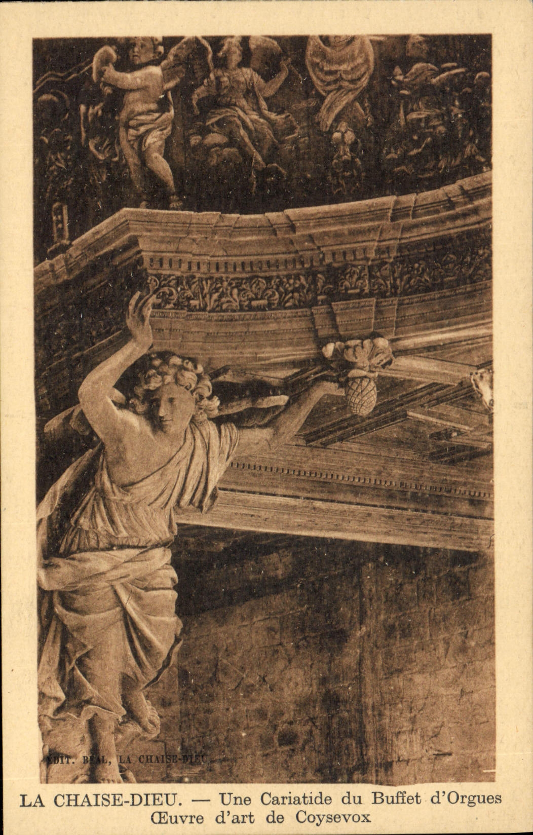 CPA Orgue La Chaise Dieu Une cariatide du buffet d'orgues Oeuvre d'art de Coysevox
