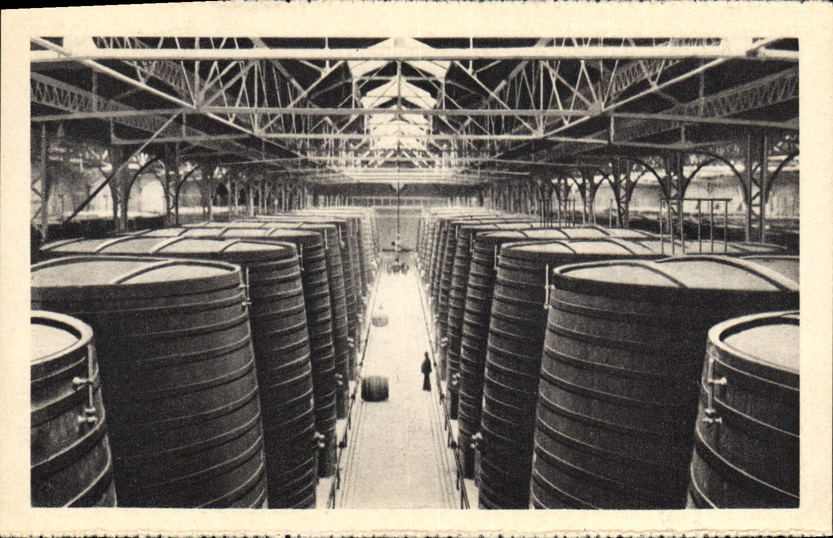 Vintage Postcard Publicite Wine storehouses of Byrrh has Thuir Six lines of tanks