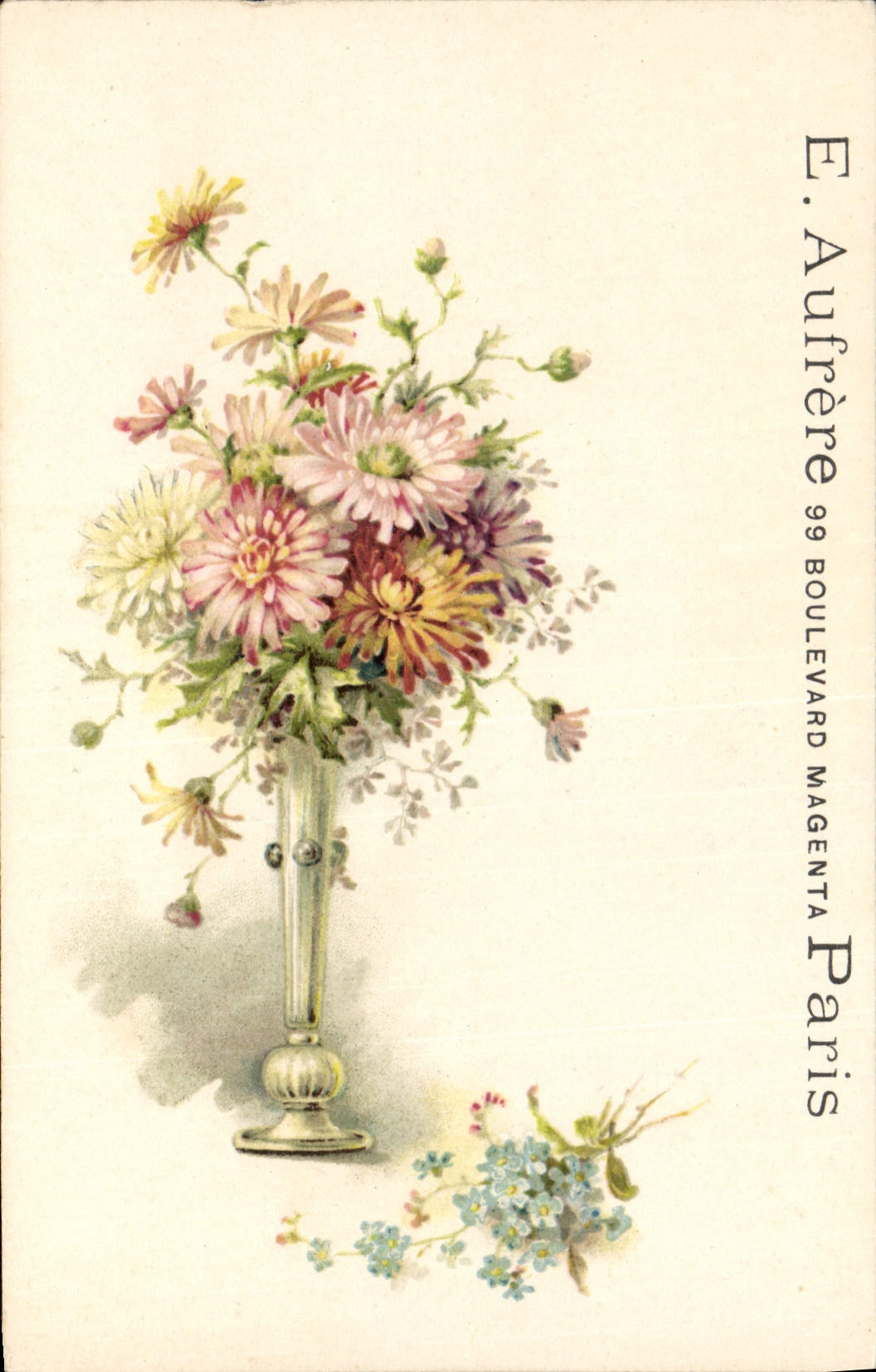 Vintage Postcard Publicity Magenta Aufrere Boulevard Paris Flowers