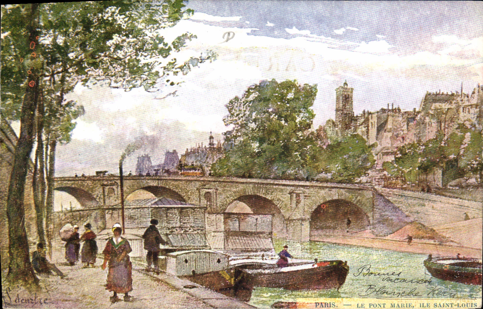CPA Fantaisie Illustrateur Paris Le pont Marie Ile Saint Louis