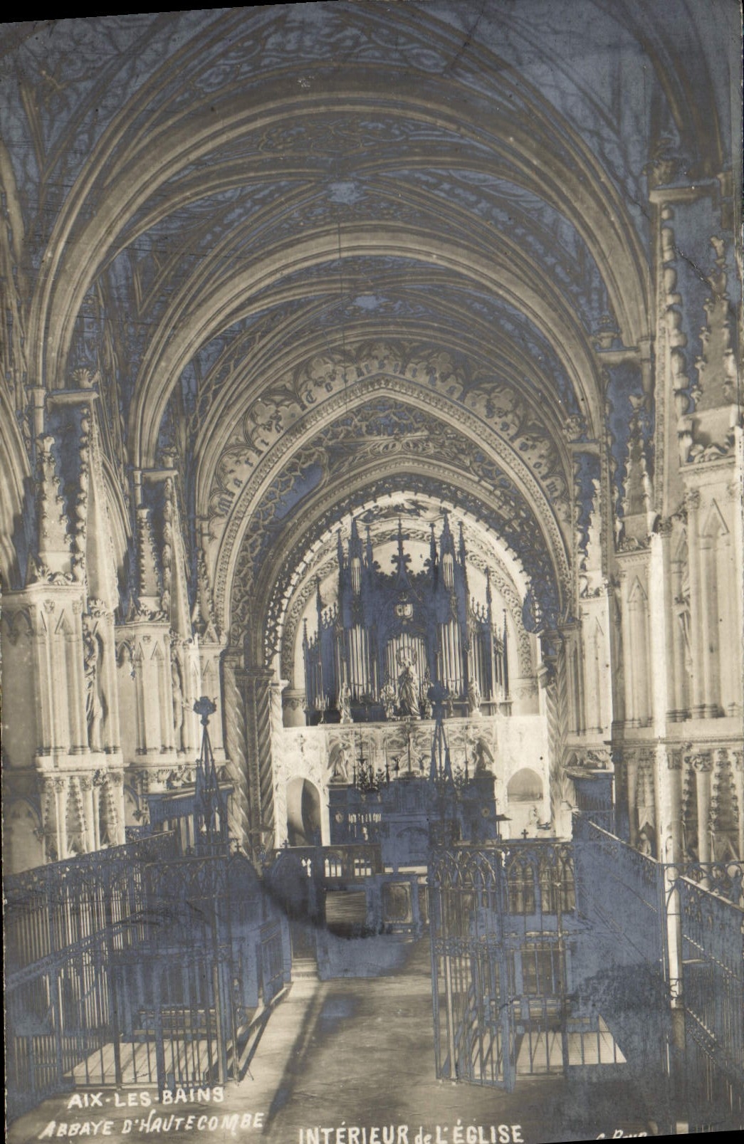 Postal Órgano Aix los Baños Abadía de Hautecombe Interior de la iglesia
