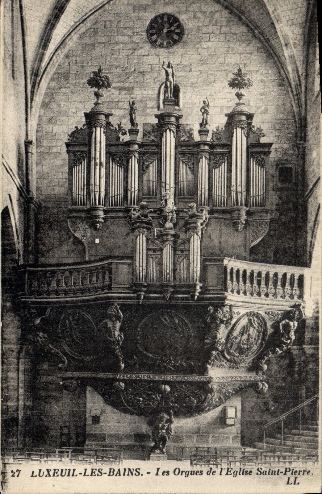 Postal Órgano Luxeuil los Baños los órganos de la iglesia Saint Pierre