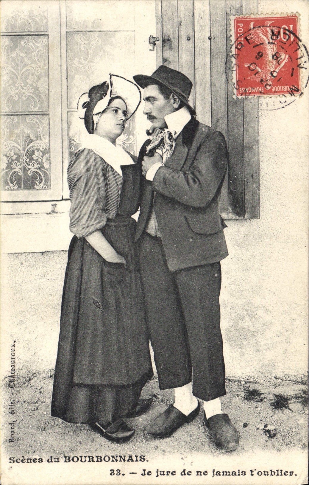 Postal Folclore Bourbonnais yo jura nunca olvidarte