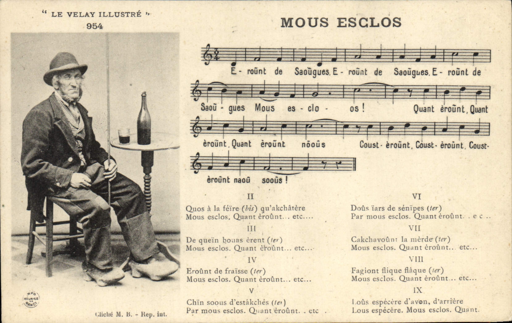 CPA Folklore Le Velay Mous Esclos 