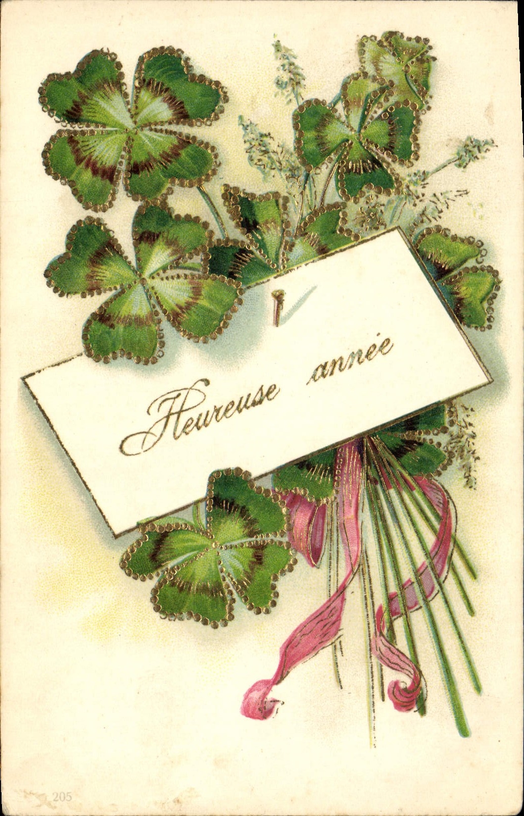 CPA Fantaisie Fleurs Trefles