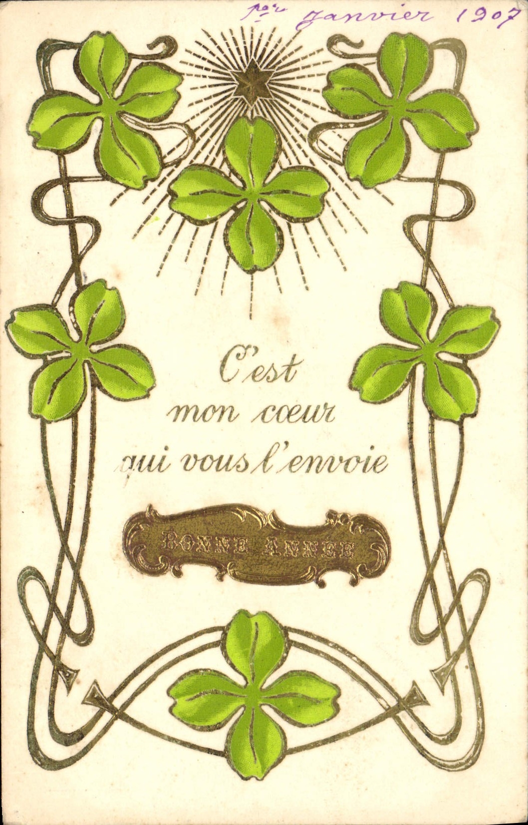 CPA Fantaisie Fleurs Trefles