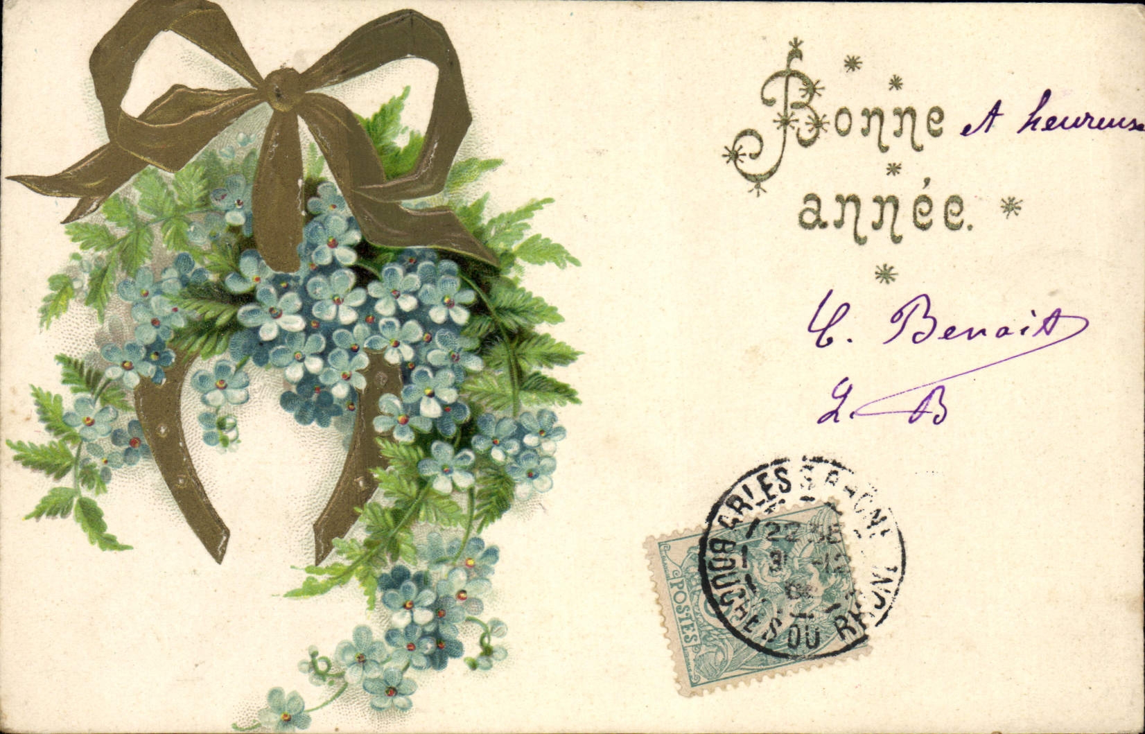 CPA Fantaisie Fleurs Fer a cheval