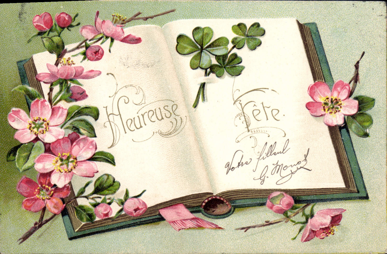 CPA Fantaisie Fleurs Trefles 