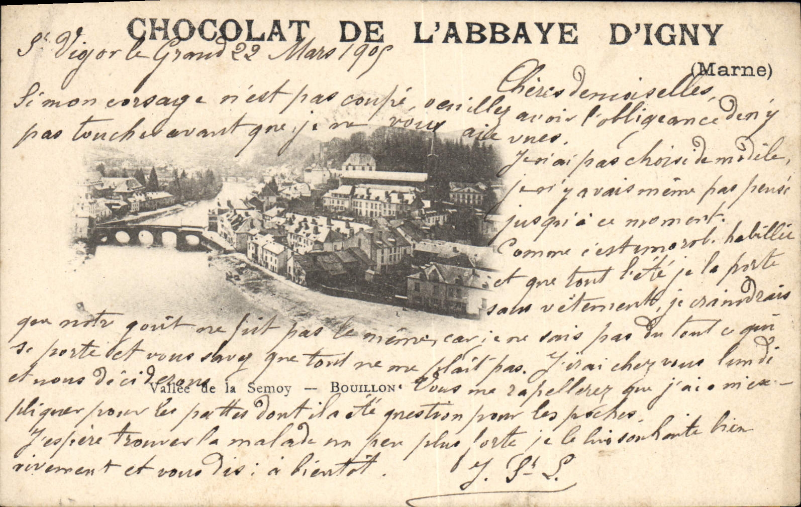 CPA Publicite Chocolat de l'Abbaye d'Igny