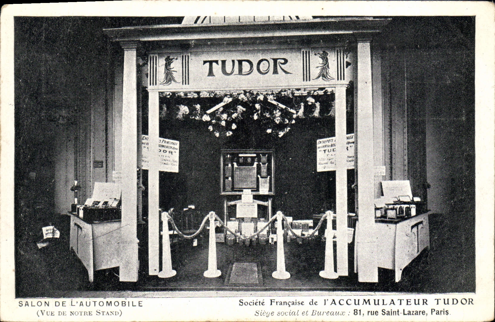 CPA Publicite Salon de l'automobile Accumulateur Tudor Rue Saint Lazare Paris